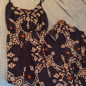 Fire Los Angeles Black Dress with Pink and Rust Geometric Print